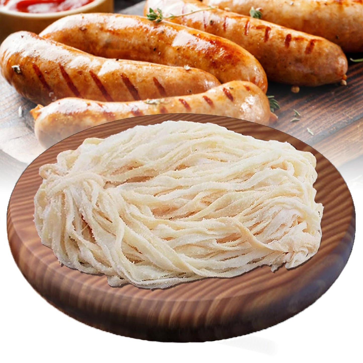 Natural Sheep Sausage Casing,Edible Casings for Making,Grade A,Pre-Tubed,Great for Snack Sticks,Italian,Hot Dog,Polish,Bratwurst