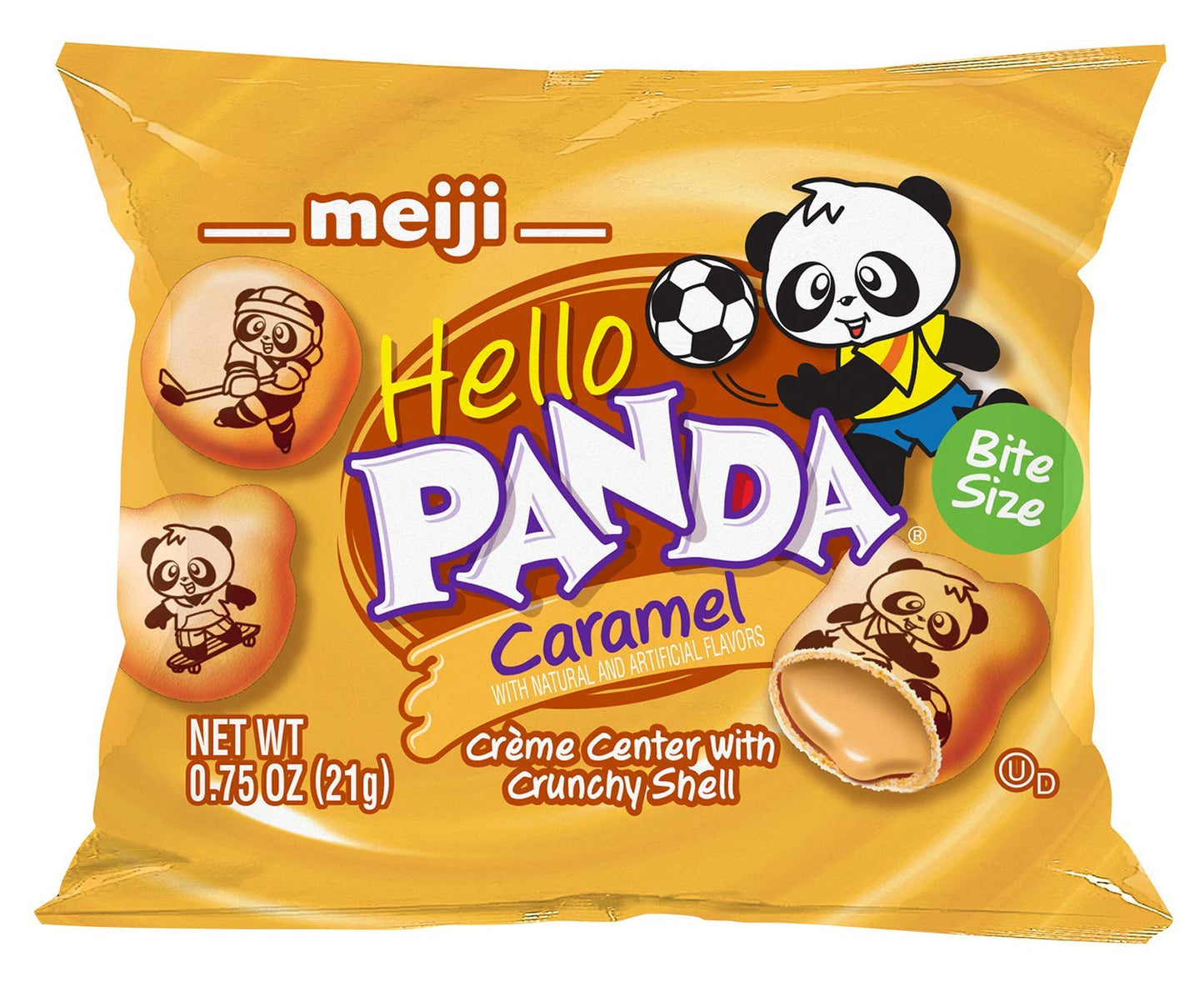 Meiji Hello Panda Cookies, Caramel Crme Filled - 6 Oz, Pack Of 8, 64 Bags Total - Bite Sized Cookies With Fun Panda Sports