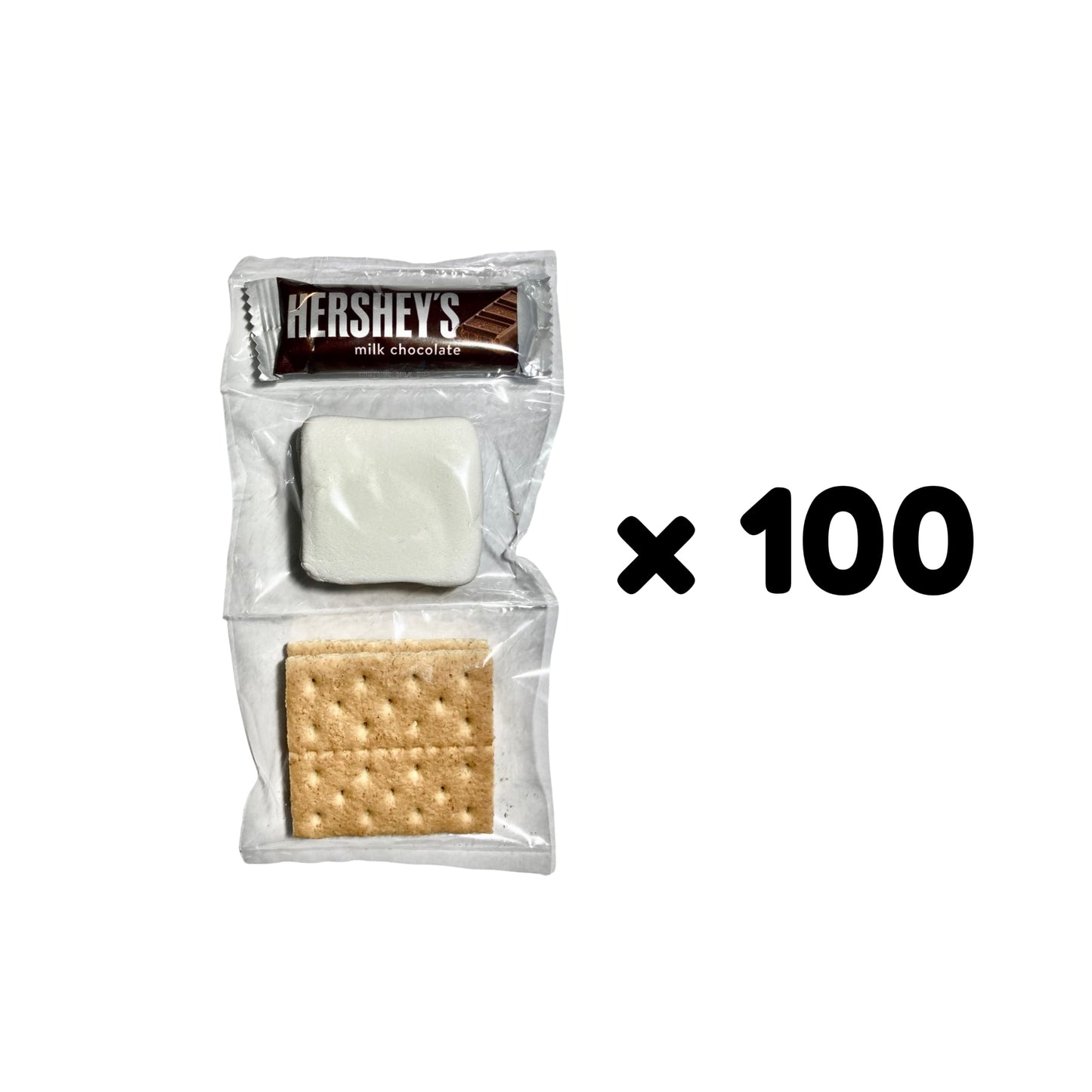KOOKIE PLUS Smores Kit - Individually Packaged Graham  ers, Marshmallow, Chocolate - 100 Sets for Parties and Events