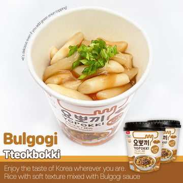 Yopokki Instant Tteokbokki Cup (Bulgogi, Cup Of 2) Korean Street Food With Bulgogi Flavored Sauce Topokki Rice Cake - Quick & Ea