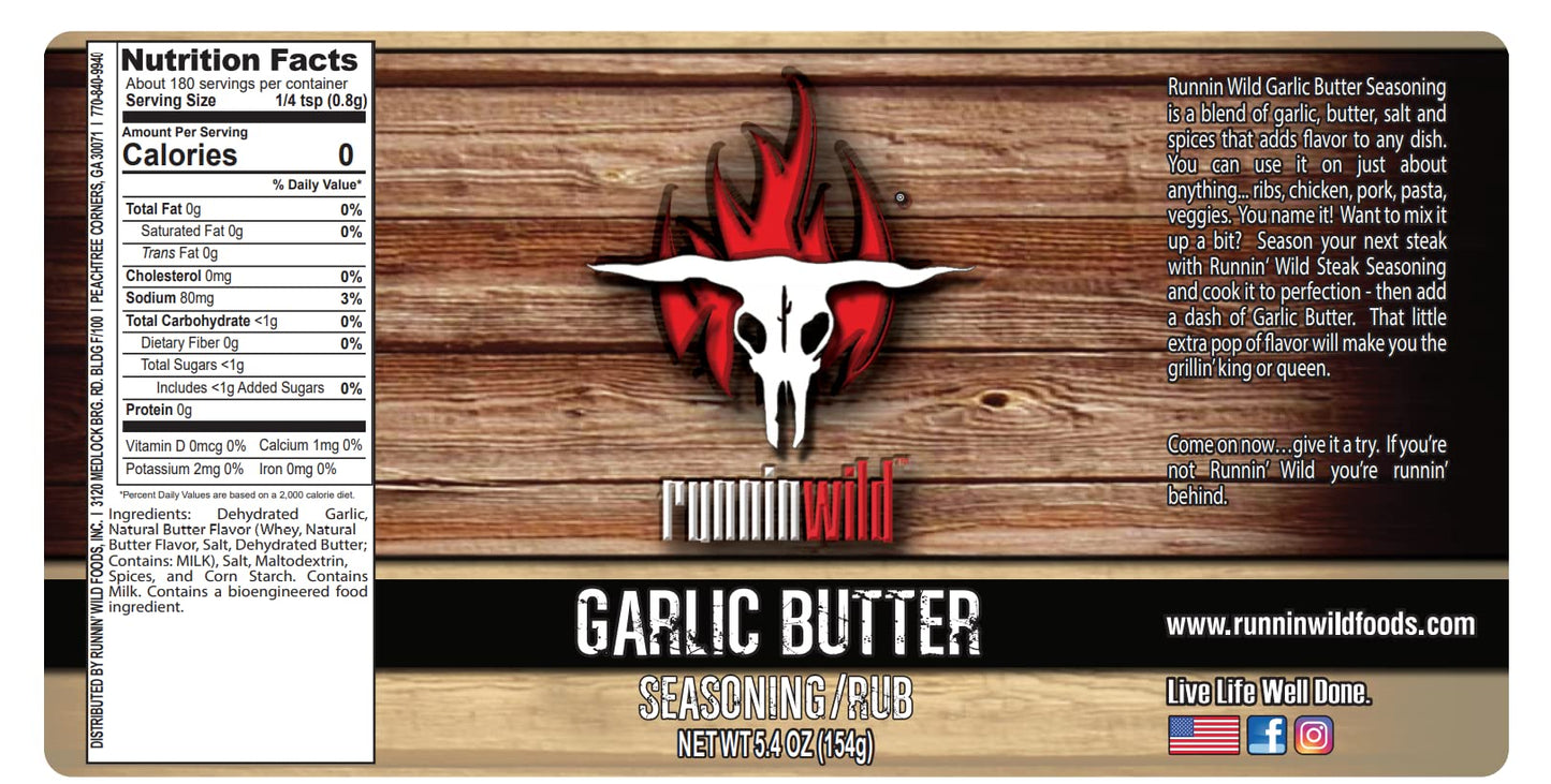 Gourmet Garlic Butter Seasoning | No Artificial Flavors and No MSG added | Premium Spice for Ribs, Chicken, Pork, Pasta, just ab