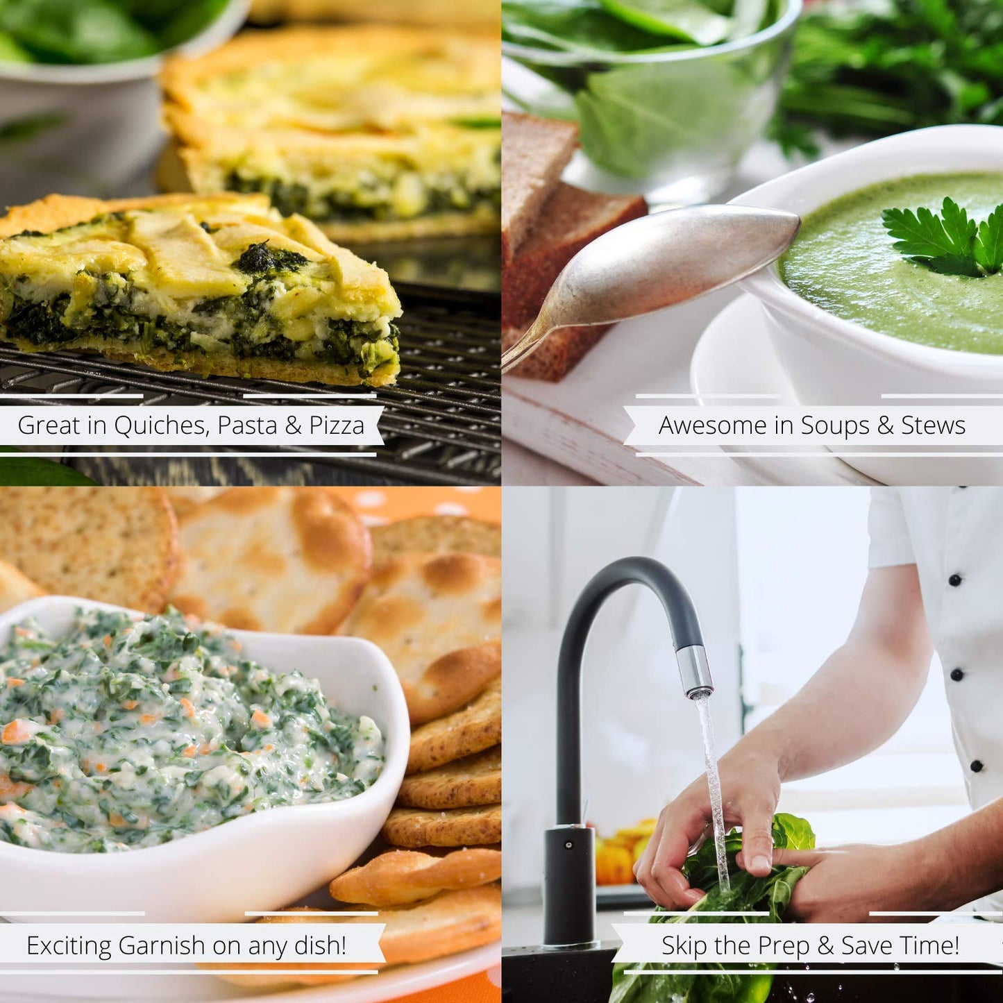 Its Delish Gourmet Chopped Dried Spinach Flakes, 8 Oz Jumbo Container - Premium Natural Dehydrated Spinach for Cooking and Camping