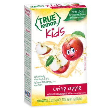 TRUE LEMON KIDS Crisp Apple (10 Packets) - Hydration, No Preservatives, No Artificial Flavors, No Sweeteners - Low Sugar Water F