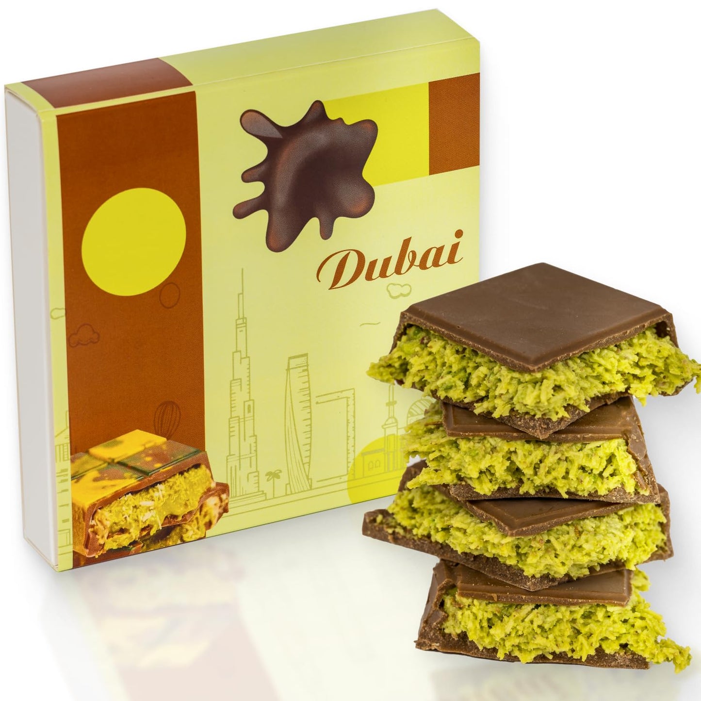 Dubai Chocolate Bar with Pistachio - 3.5 oz - Handmade Viral Dubai Chocolate - Crispy Shredded knafeh with Rich Chocolates  Ready to Eat  Perfect for Christmas (Pack of 1)