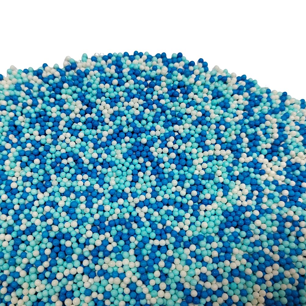 Homankit White And Blue Nonpareils Sprinkles Edible Cookie Decorations Mini Pearls For Decorating Cake, Baking, Cupcake Toppers,