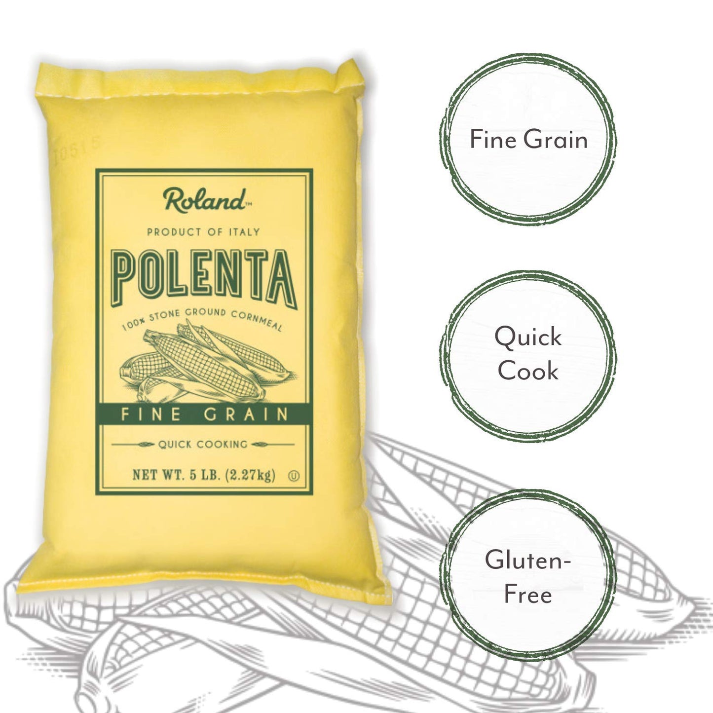 Roland Foods Fine Grain Yellow Polenta From Italy, Specialty Imported Food, 5 Pound Bag, Pack Of 1
