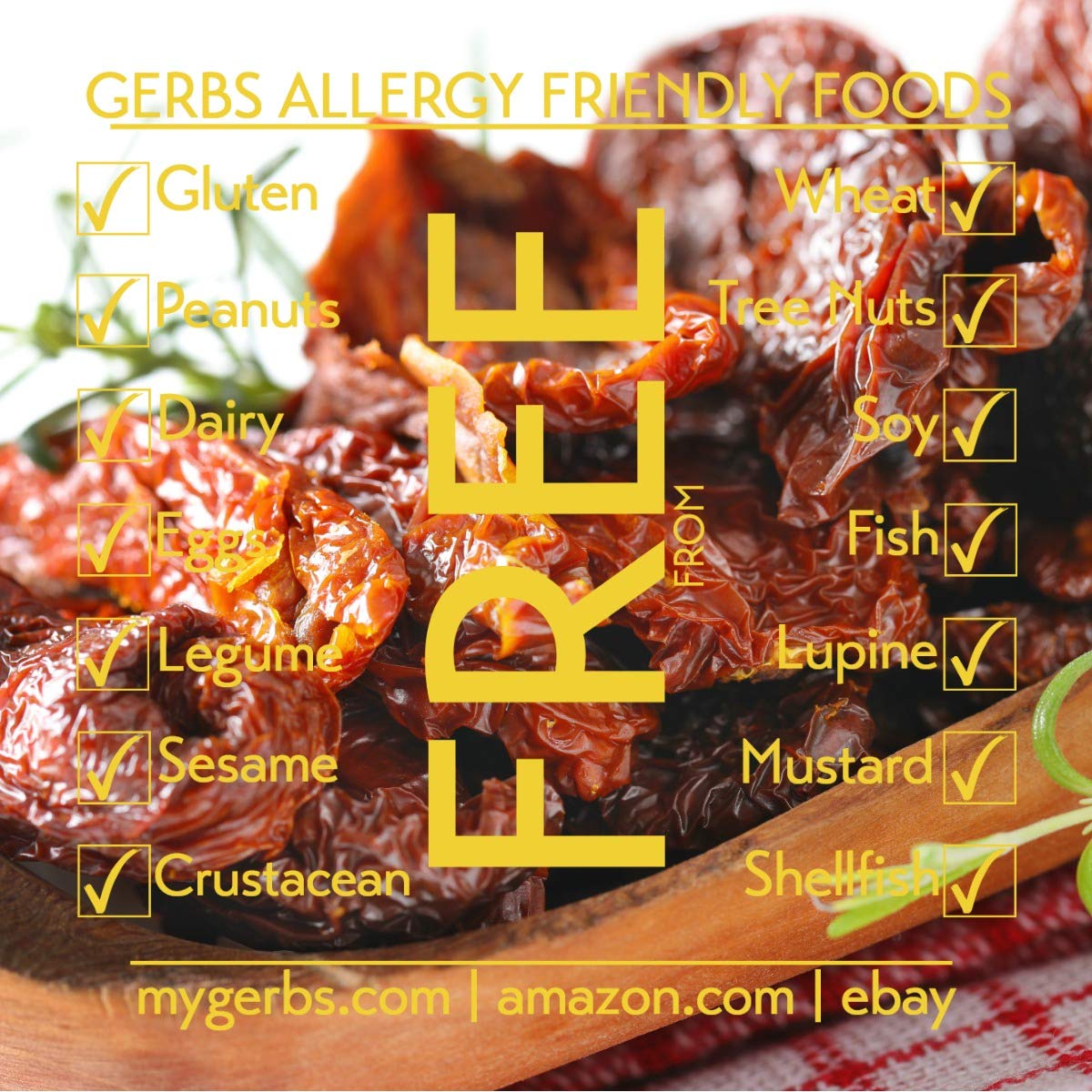GERBS Sun Dried Tomatoes 2 LBS. Sea Salted | Freshly Dehydrated Resealable Bulk Bag | Top Food Allergy Free | Sulfur Dioxide Fre