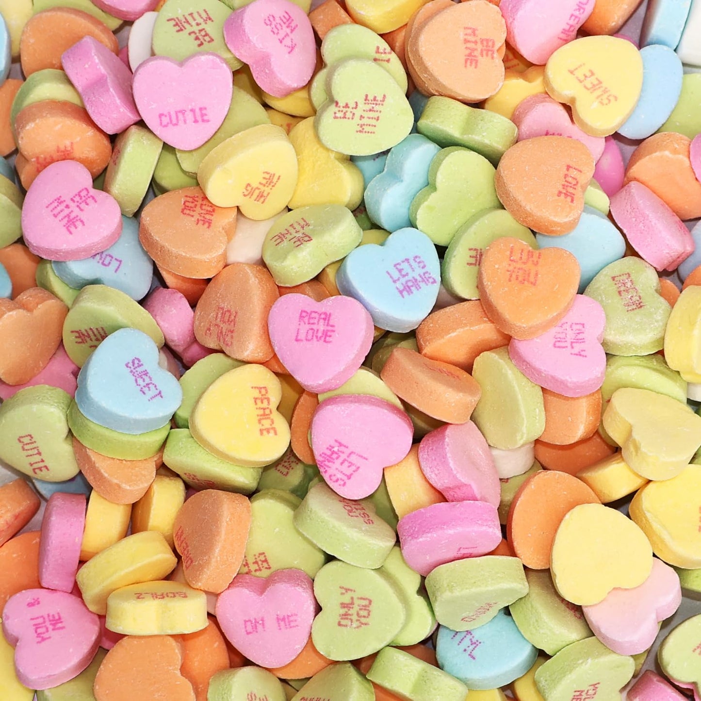 Tiny Conversation Hearts Candy 4 Pack - Assorted Fruit Flavored Heart Candies With Fun Messages - Grape, Cherry, Banana, Orange, Lemon-Lime, Wintergreen - For Parties, Gifts &   - 5 Oz Bags