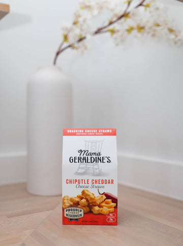 Mama Geraldines Chipotle Cheese Straws - 4.5 oz Box (6 Pack) - Spicy & Savory Baked Cheese Snacks