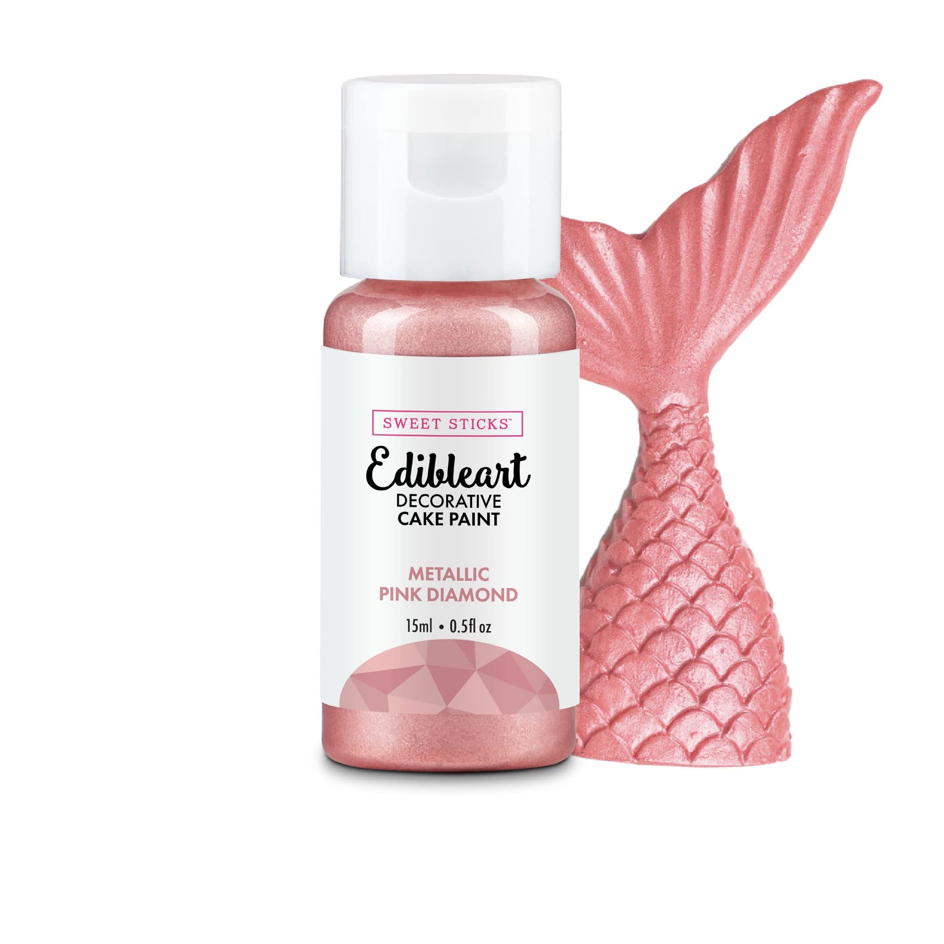 SWEET STICKS Edible Art Cake Paint, Metallic Pink Diamond, 0.5 Fl Oz