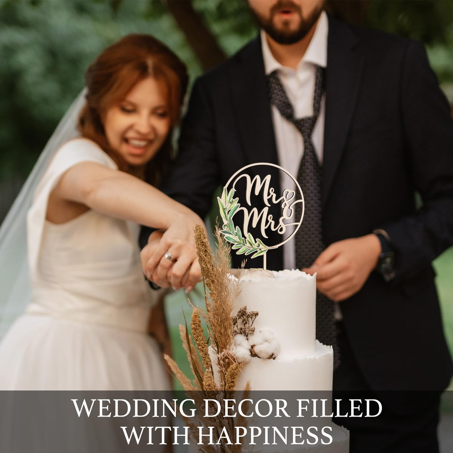 Wooden Mr And Mrs Cake Topper, Rustic Wedding Cake Toppers Bride And Groom, Novios Para Pastel De Boda, Wedding Essentials Must Have 2025, His And Hers Gifts (Greeny)