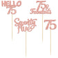 Gyufise 24Pcs Rose Gold Glitter 75 Cupcake Toppers 75Th Birthday Cupcake Toppers Hello 75 Seventy Five 75 Cake Toppers 75 Fabulo