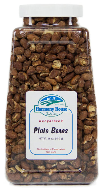 Harmony House Foods TRUE Dehydrated Pinto Beans - Easy Cook (16 oz, Quart Size Jar)