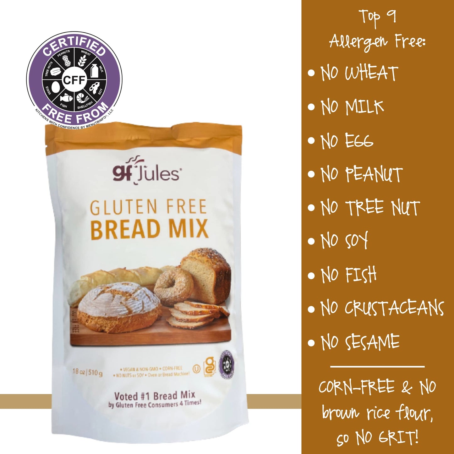 gfJules Certified Gluten Free Bread Baking Mix | Loaf, Baguettes, Bagels, Focaccia and more | No Grit, Non-GMO, Vegan | Certifie