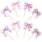 YCTHUNFISH 36 Pack Bow Cupcake Toppers - Colorful Bowknot Picks for Weddings, Bridal Showers, and Birthday Parties