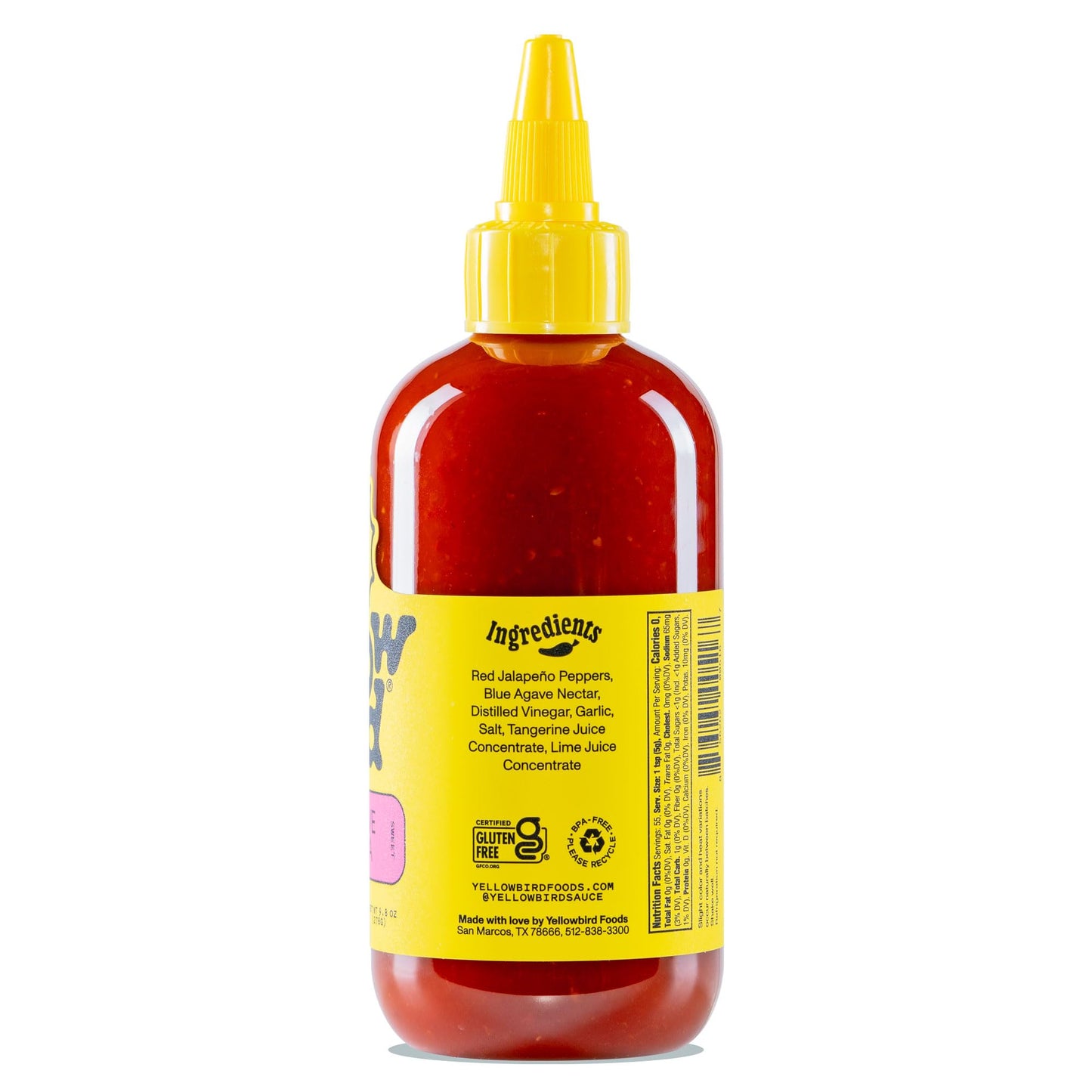 Blue Agave Sriracha Hot Sauce by Yellowbird - Jalapeno garlic and Agave chili Pepper Sauce - Plant-Based gluten Free Non-gMO Hot