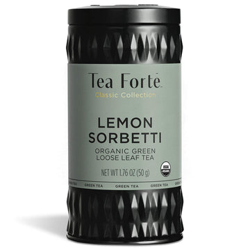 Tea Forte Lemon Sorbetti Organic Green Tea, Loose Tea Canister Makes 35-50 Cups, 1.76 Ounces