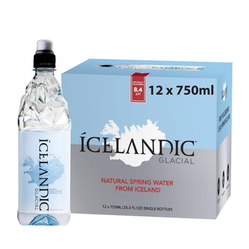 Icelandic Glacial Natural Spring Alkaline Water, 750 ml, Clear, Pack of 12, Model 893919001509