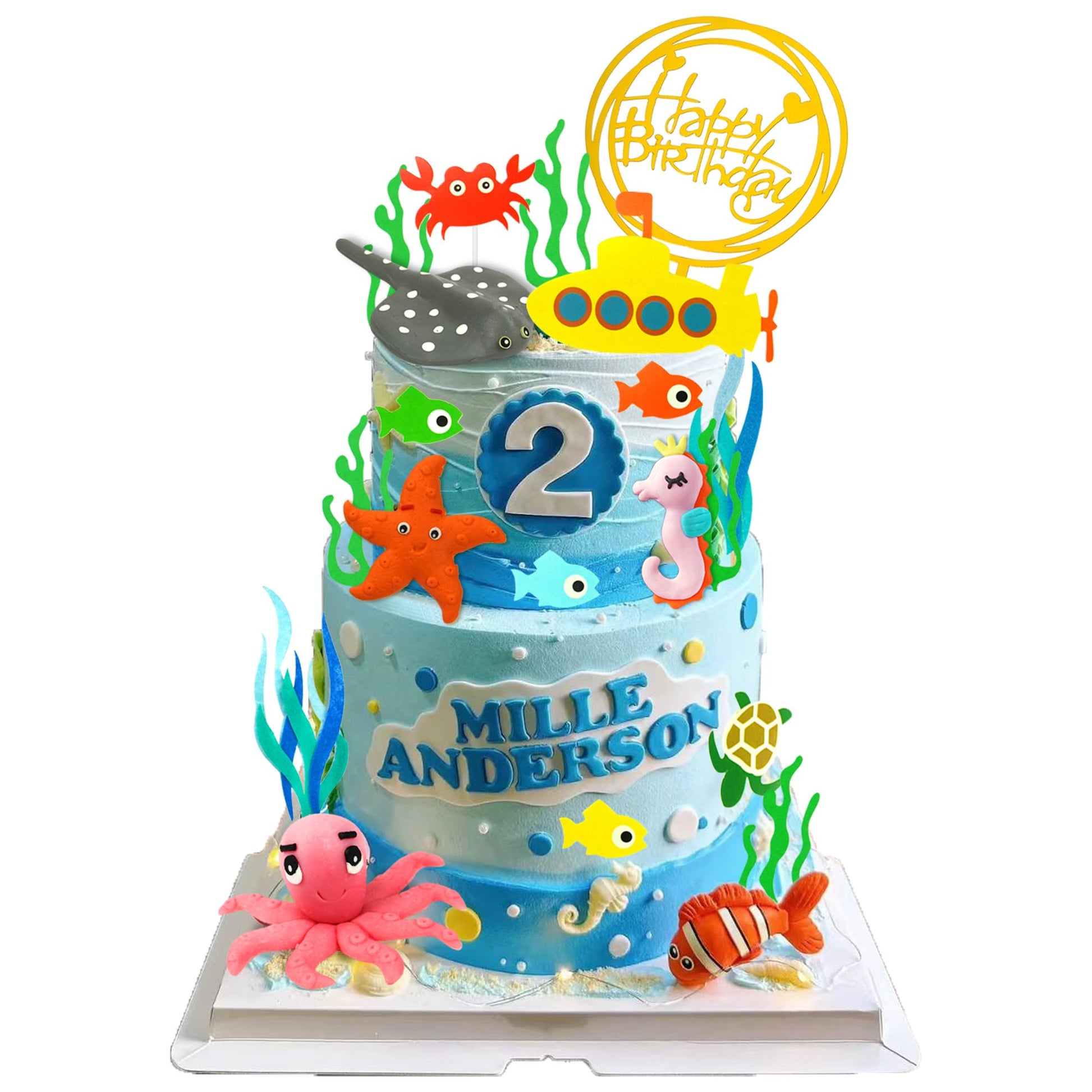 22 Pcs Sea Ocean Theme Birthday Cake Decoration Toppers Ocean Animals Sea Cake Decorations For Under The Sea Theme Baby Shower B