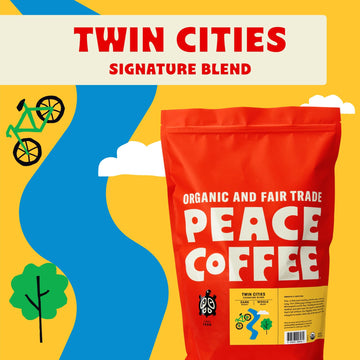 Peace Coffee Twin Cities Blend | 5 Lb Ground Dark Roast | Organic Fair Trade | Smooth, Inviting Flavor | Shade Grown, Fresh Roas