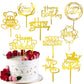 Happy Birthday Cake Topper, 20Pcs Gold Acrylic Happy Birthday Sign Cupcake Toppers Set For Boys Girls Women Men Birthday Party D