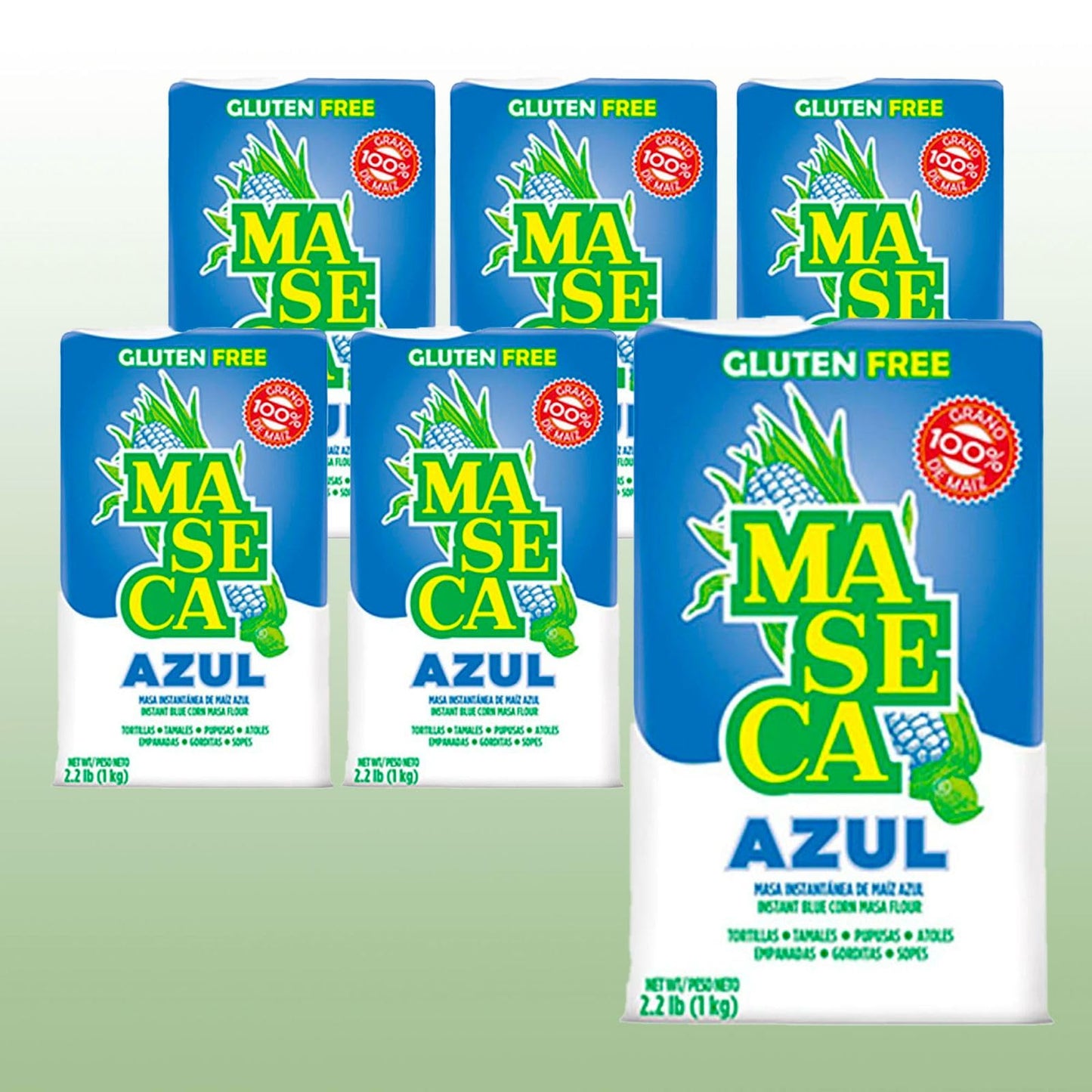 Maseca Azul Gluten Free Harina De Maiz (Corn Flour) 2 Lbs Bag 6 Pack
