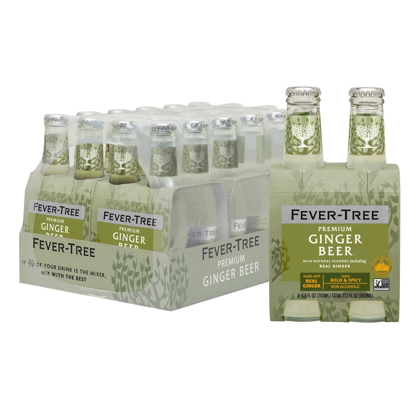 Fever-Tree Ginger malt-inspired - Premium Mixer - Naturally Sourced - 200 ML Bottles - Pack of 24 - Clear