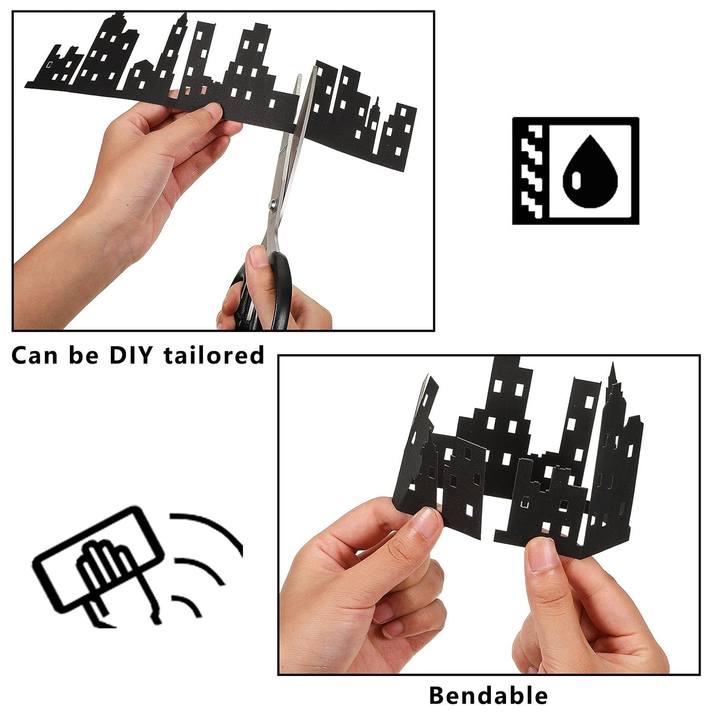 4 Pieces City Cake Border Decoration Toppers Stick On Or Lay On Building Images Lighted City Backdrop For Cakes Wrap Desserts Bi