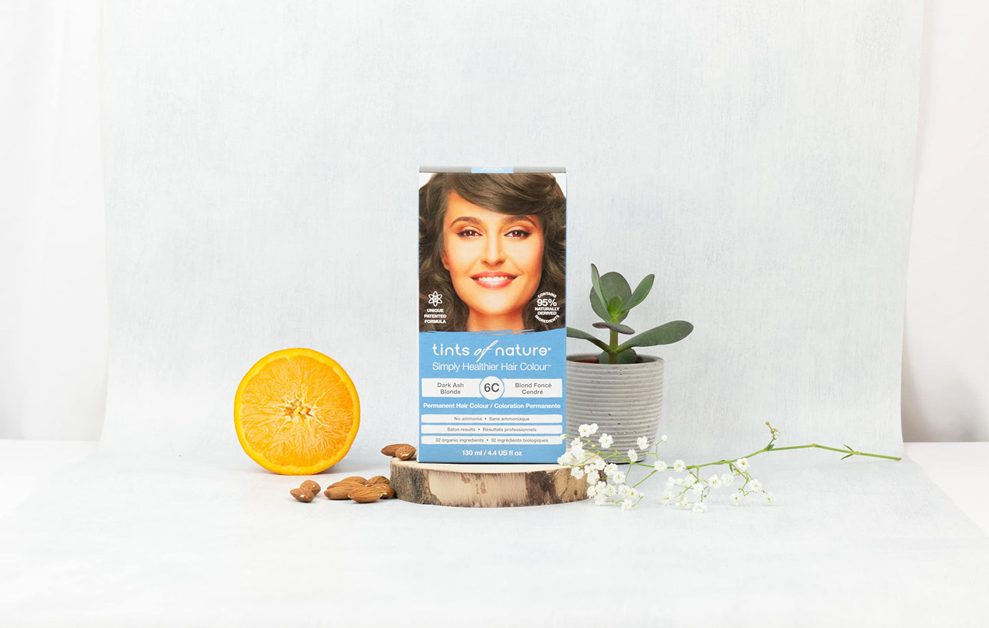Tints Of Nature Permanent Hair Dye, Nourishes Hair  Covers Greys, 1 X 130Ml - 6C Dark Ash Blonde