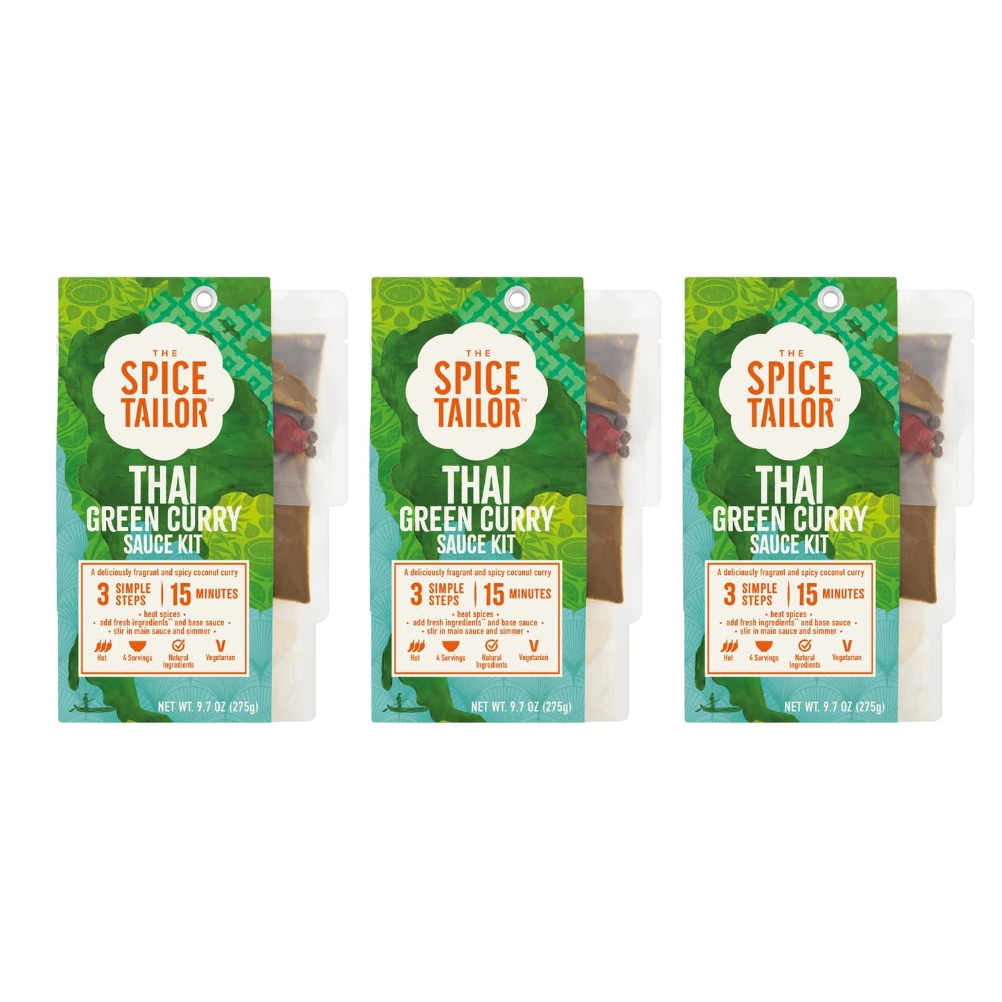 Spice Tailor 3 Simple Steps Restaurant Quality Meals in Minutes Kits Ready in 10 Minutes (3 Pack, Thai Green Curry)