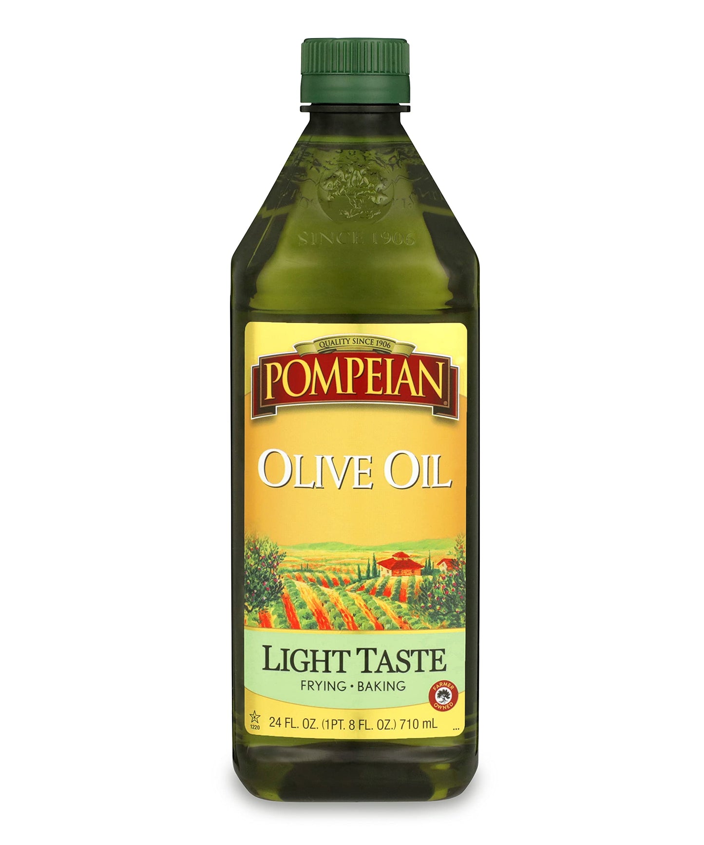 Pompeian Light Taste Olive Oil, Subtle Flavor, Perfect for Frying & Baking, Naturally Gluten Free, Non-Allergenic, Non-GMO, 24 F