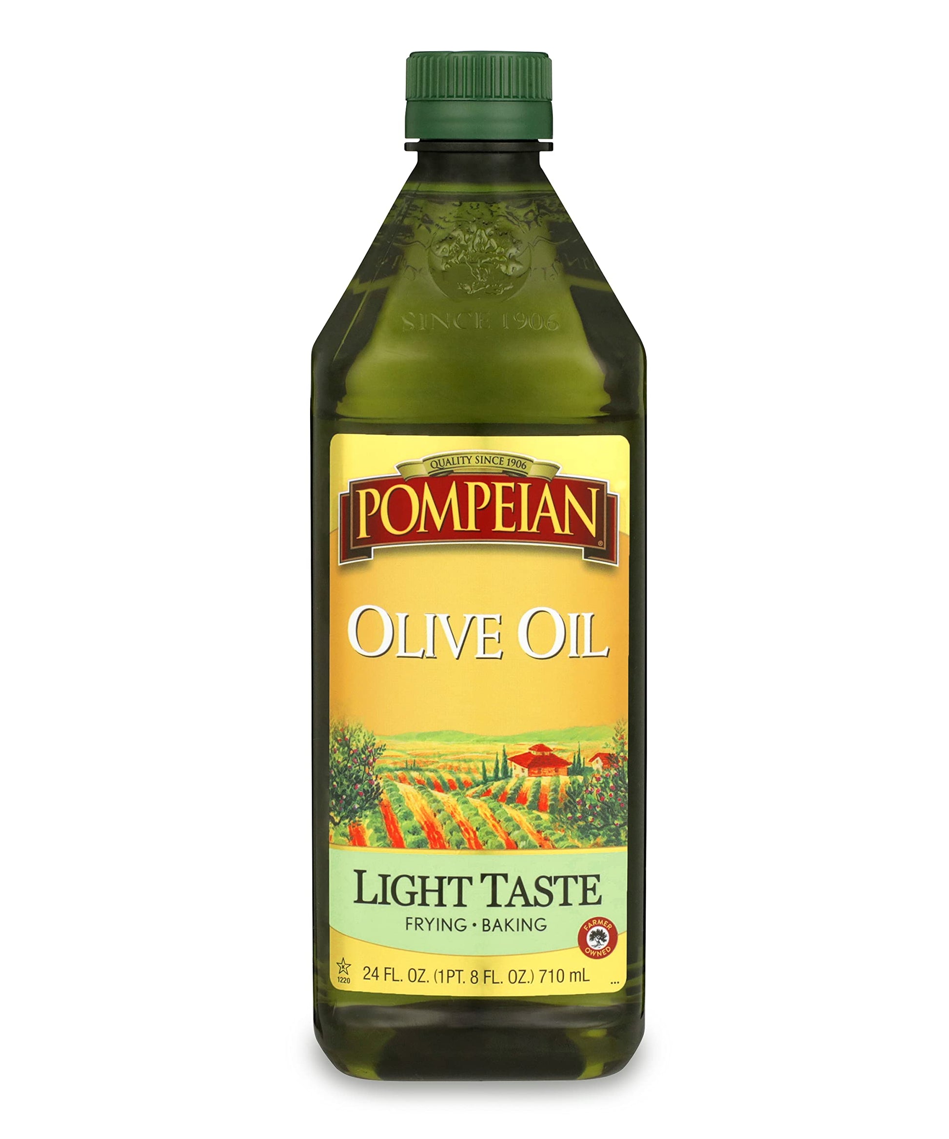 Pompeian Light Taste Olive Oil, Subtle Flavor, Perfect for Frying & Baking, Naturally Gluten Free, Non-Allergenic, Non-GMO, 24 F