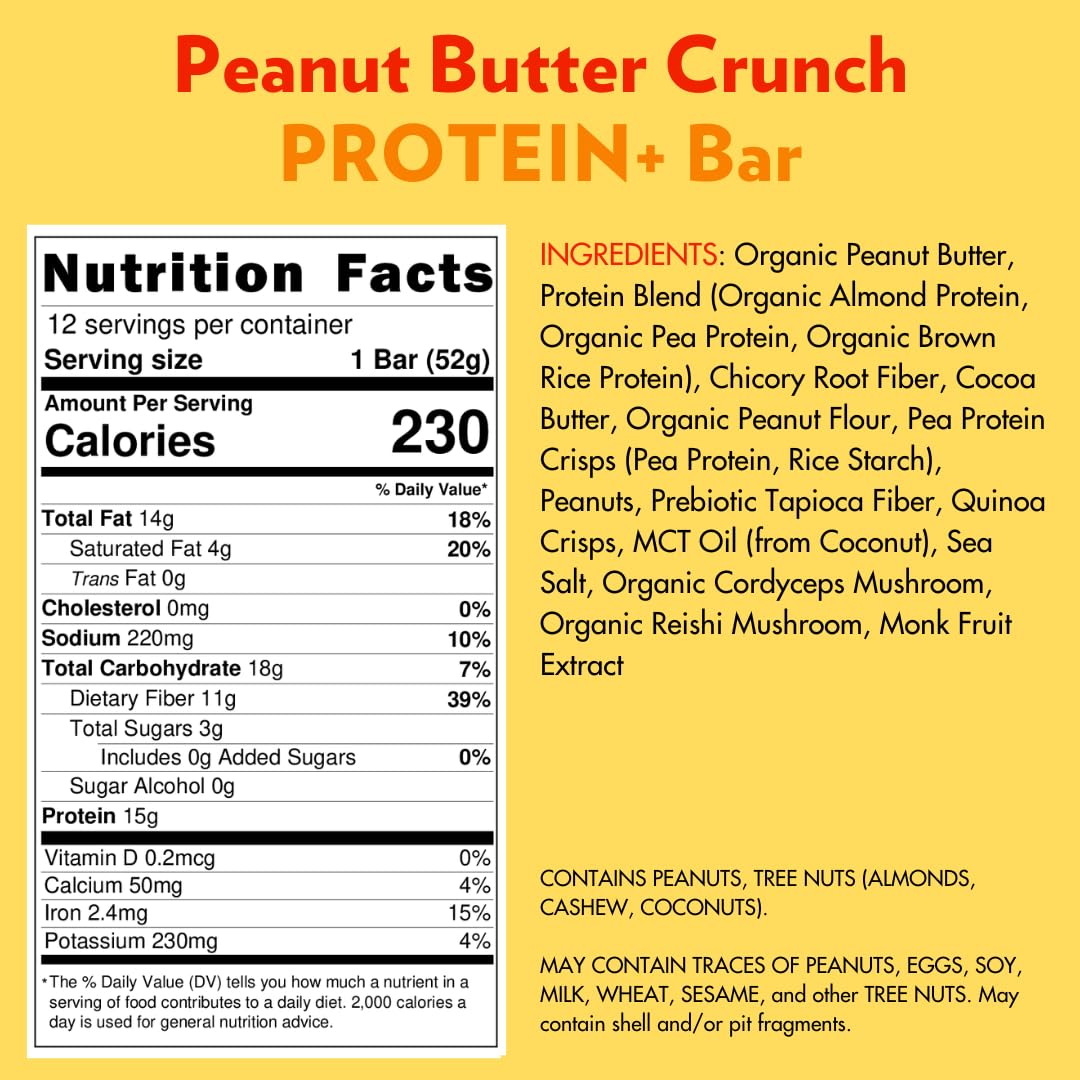 B.T.R. Vegan Keto Protein Bars - Peanut Butter Crunch - 12 Pack - Low Carb, Gluten-Free, High Fiber