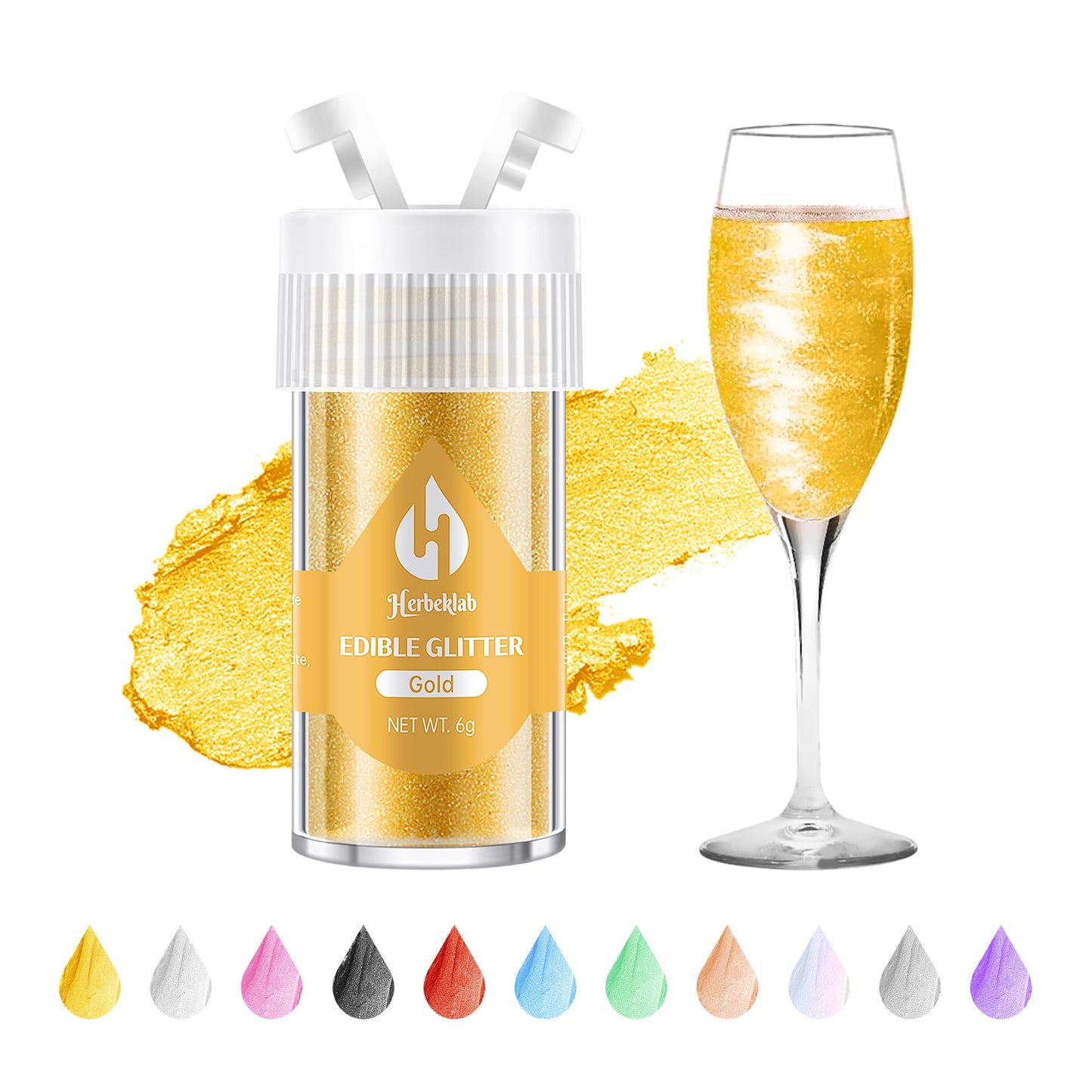 Gold Edible Glitter For Cocktails - 6G Gold Luster Dust Edible Drink Glitter Food Grade Metallic Shimmer Powder Cake Sprinkles F