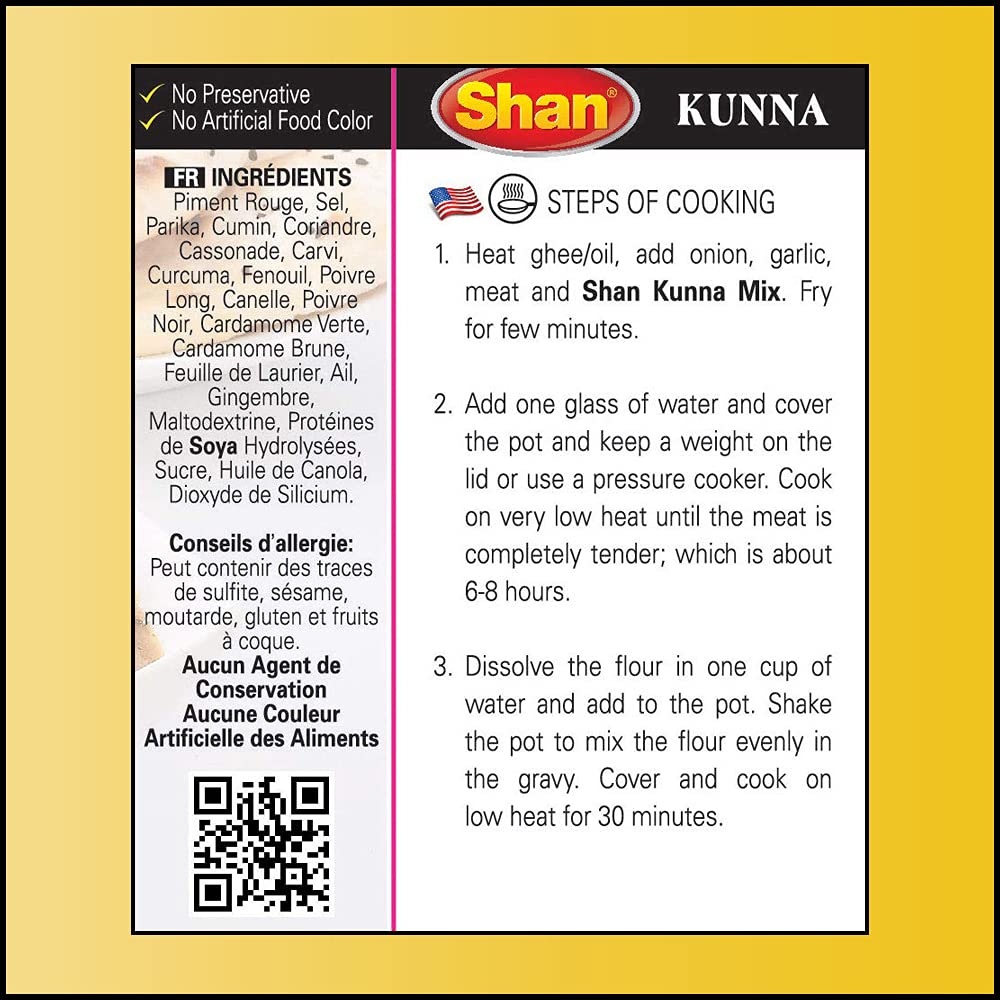 Shan Kunna Recipe And Seasoning Mix 1.76 Oz (50G) - Spice Powder For Traditional Velvety Stewed Curry - Suitable For Vegetarians