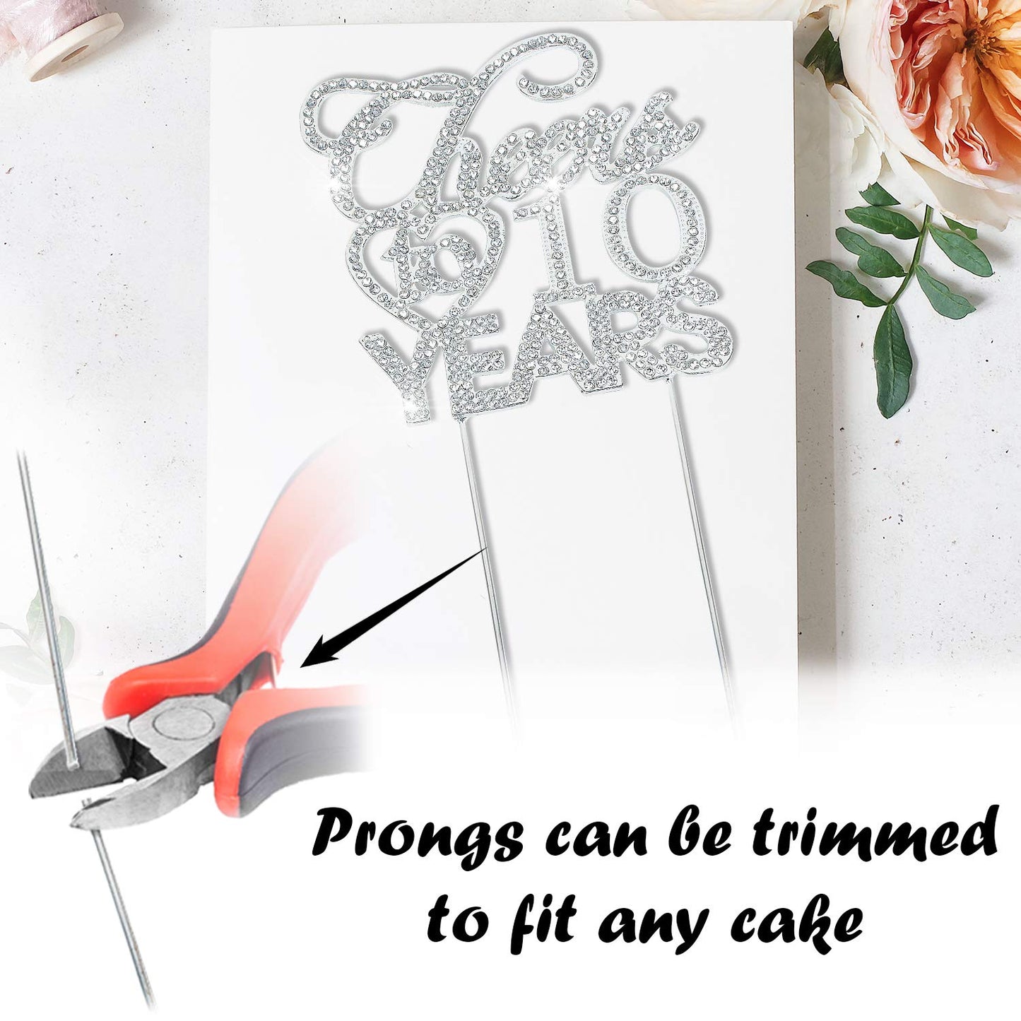 Bling Crystal Cheers To 25 Years Cake Topper - Best Keepsake 25Th Birthday Or Anniversary Decor Party Decorations Silver