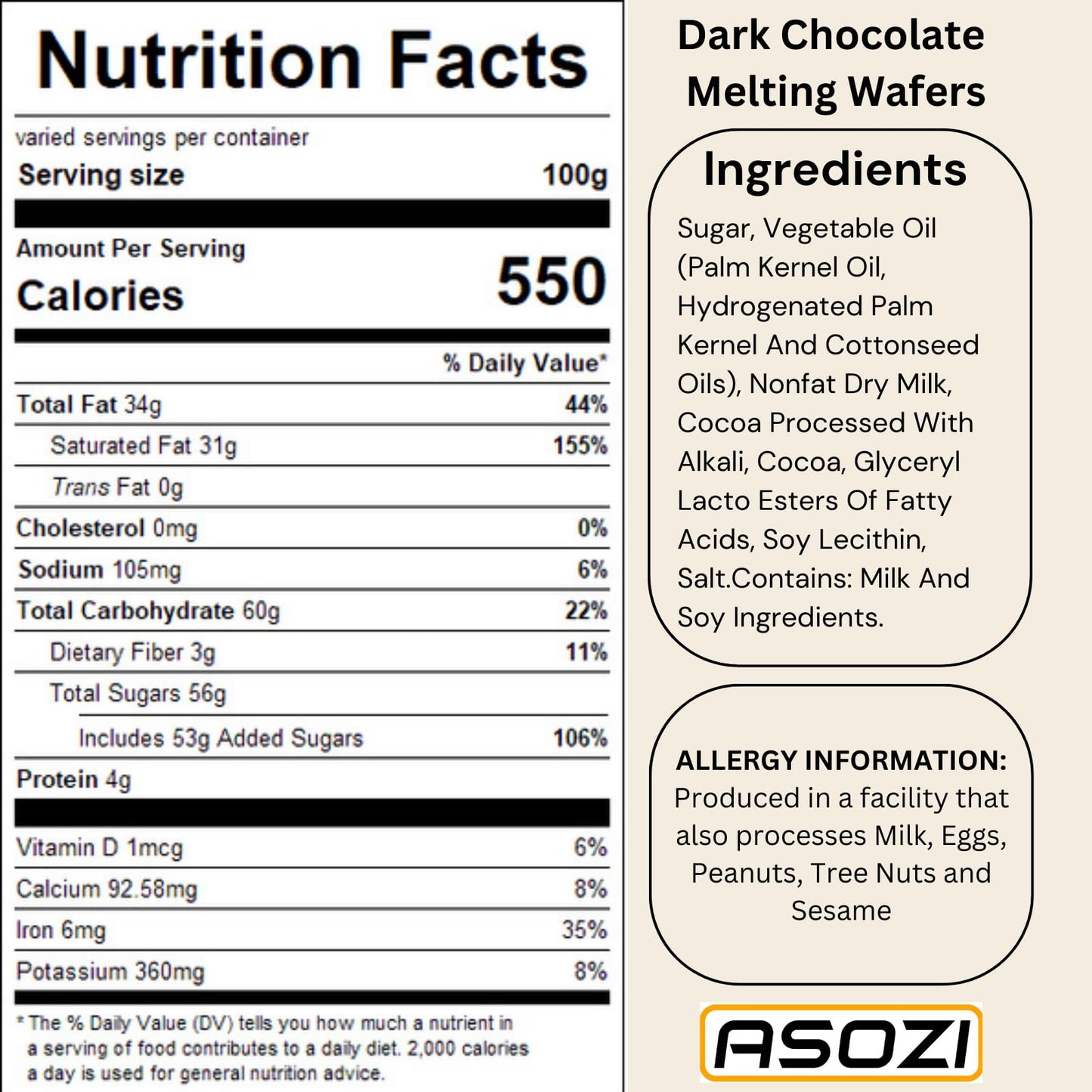 Dark Chocolate Melting Wafers 5Lb - Melt Chocolate Sweet And Creamy Taste, Perfect For Molding And Dipping Desserts And Candy -