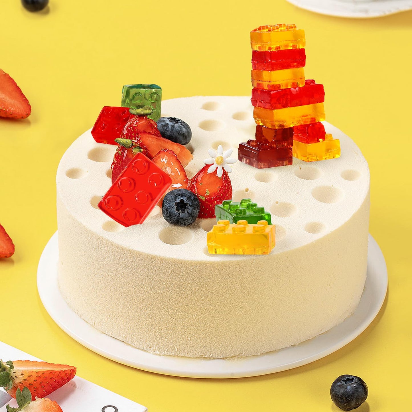 Amos 4D Gummy Blocks Candy Bricks, Edible Building Blocks, Themed Novelty Candy For Kids Birthday Party, Cupcake Topper, Reseala
