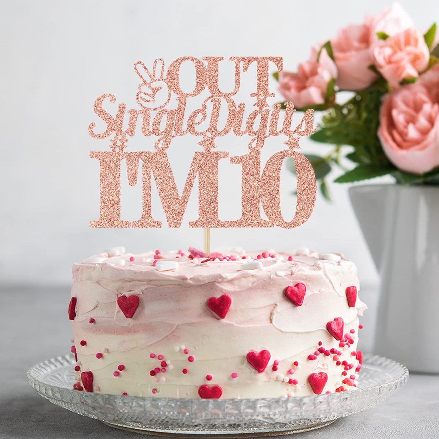 Out Single Digits I'M 10 Cake Topper, Double Digits 10 Cake Decorations, Happy 10Th Birthday Decorations Supplies For Boys Girls
