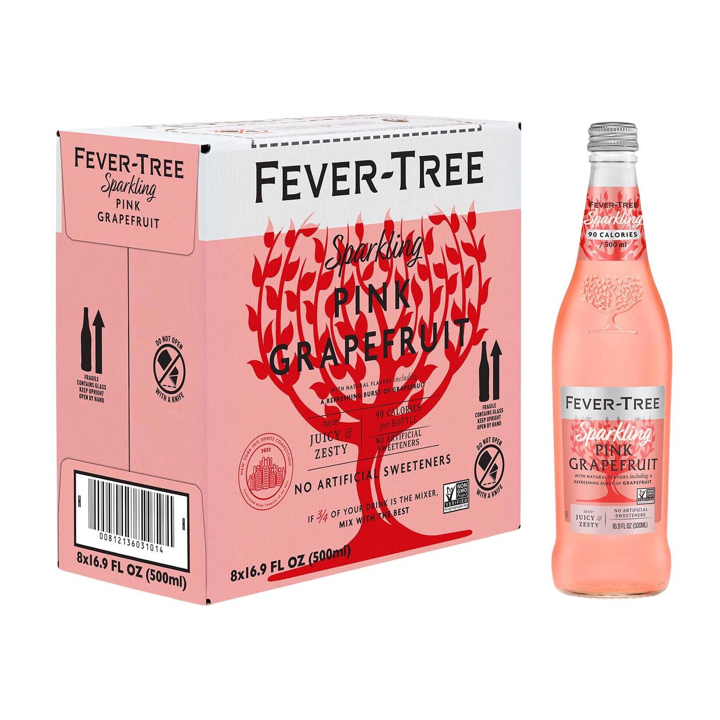 Fever Tree Sparkling Pink Grapefruit - Premium Mixer - Refreshing Beverage for Cocktails & Mocktails. Naturally Sourced Ingredie