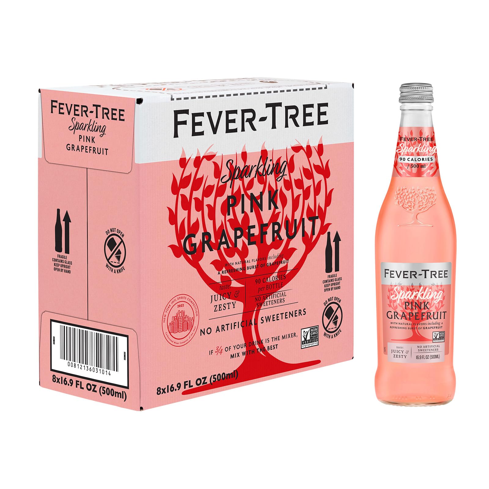 Fever Tree Sparkling Pink Grapefruit - Premium Mixer - Refreshing Beverage for Cocktails & Mocktails. Naturally Sourced Ingredie