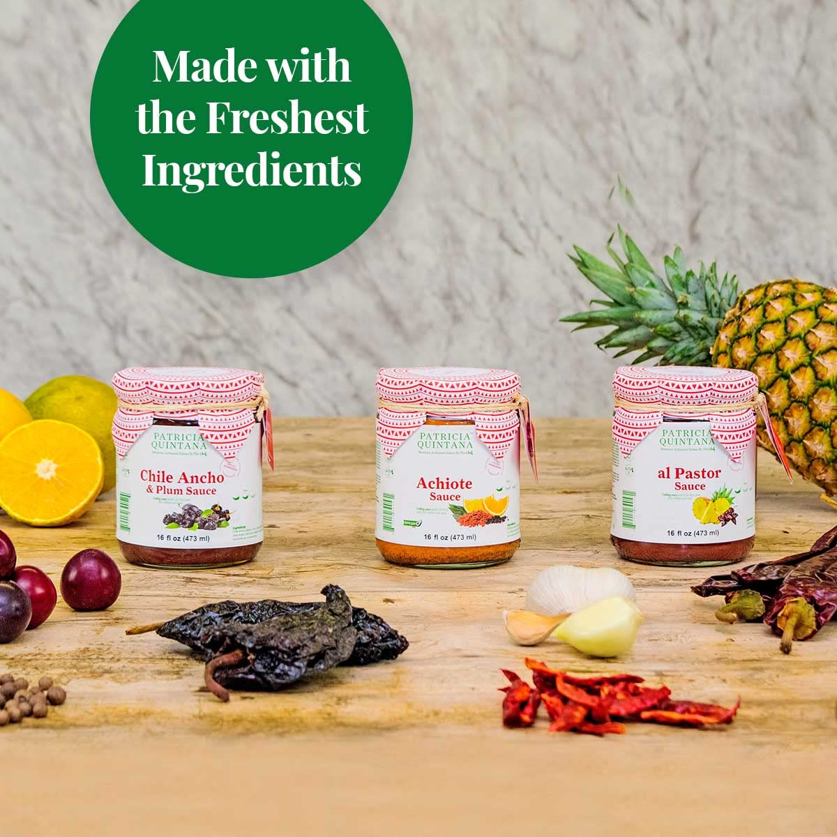 Patricia Quintana Mexican Marinade Sampler - Includes Achiote, Al Pastor, Chile Ancho & Plum (16 Oz, 3-Pack)