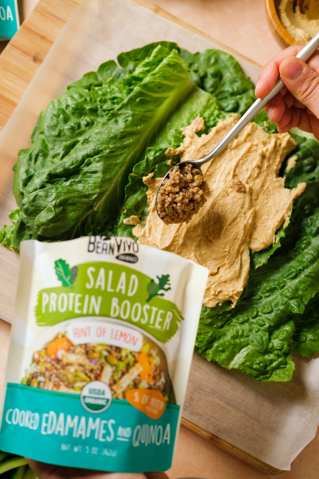 Beanvivo 3-Pack Salad Protein Booster - Organic Cooked Edamame & Quinoa Hint Of Lemon Delivering A Burst Of Taste And 9G Of Prot