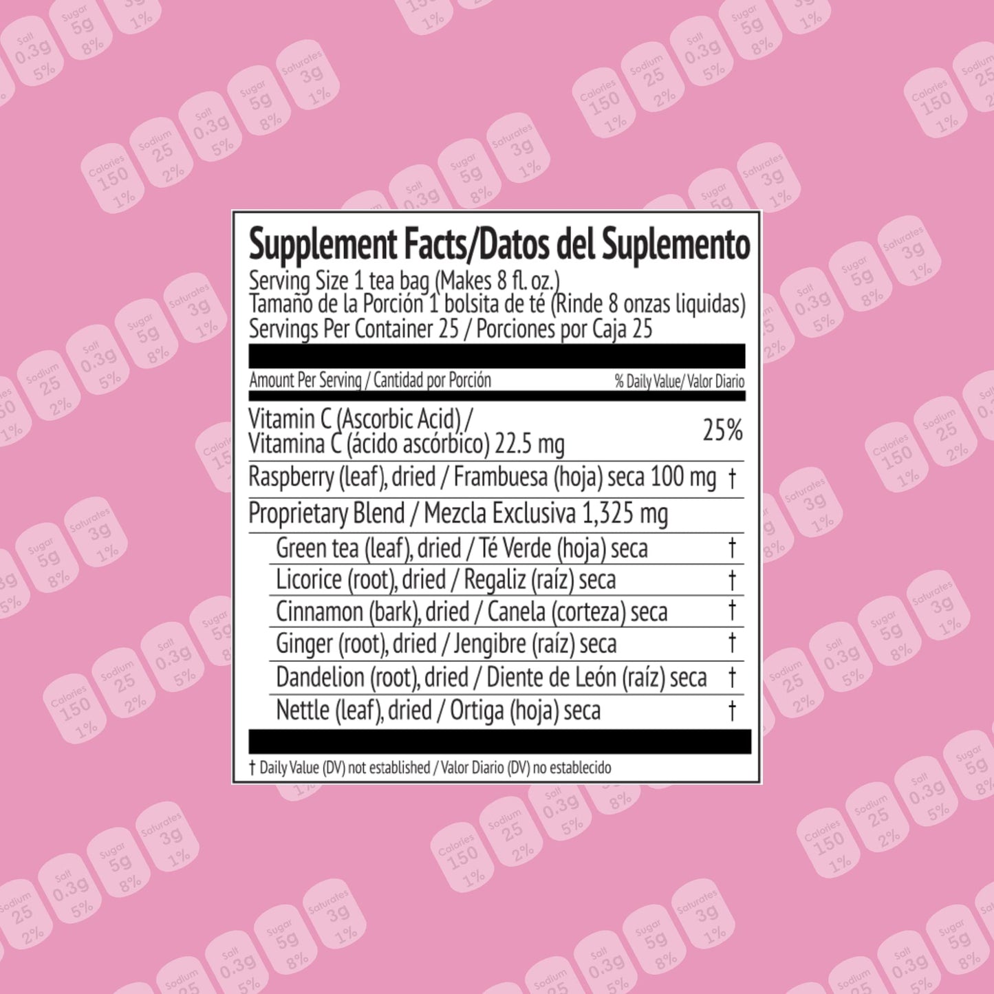 HYLEYS Raspberry Flavor Tea Bags - 25 Count - Supports Healthy Menstrual Cycle
