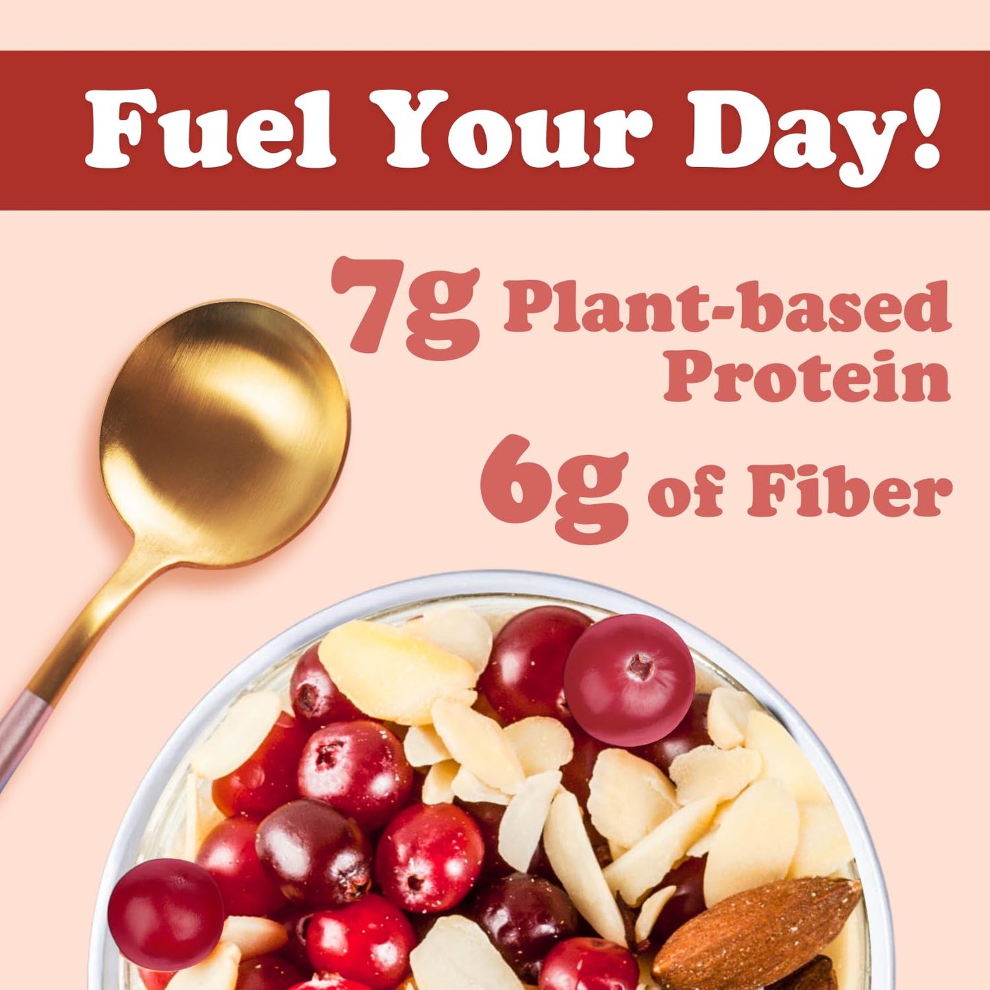 Earnest Eats Superfood Oatmeal Cups, Cranberry Almond Flax, 7g Protein, Gluten Free, Vegan, 2.1 Ounces Each, Pack of 12