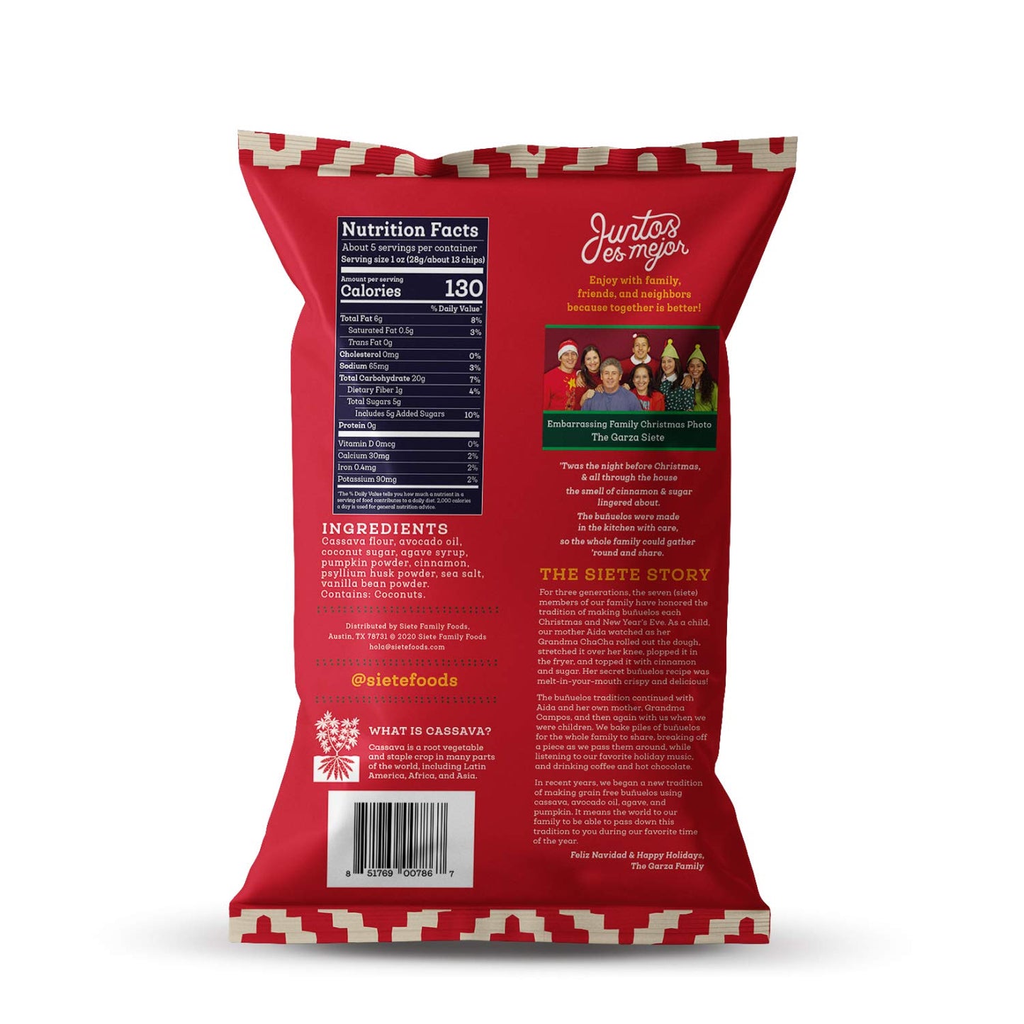 Siete Grain Free Mini Buuelos Cinnamon Crisps, 5 oz Bag (1 Pack) - Dairy Free, Paleo, Vegan, Non-GMO, Gluten Free