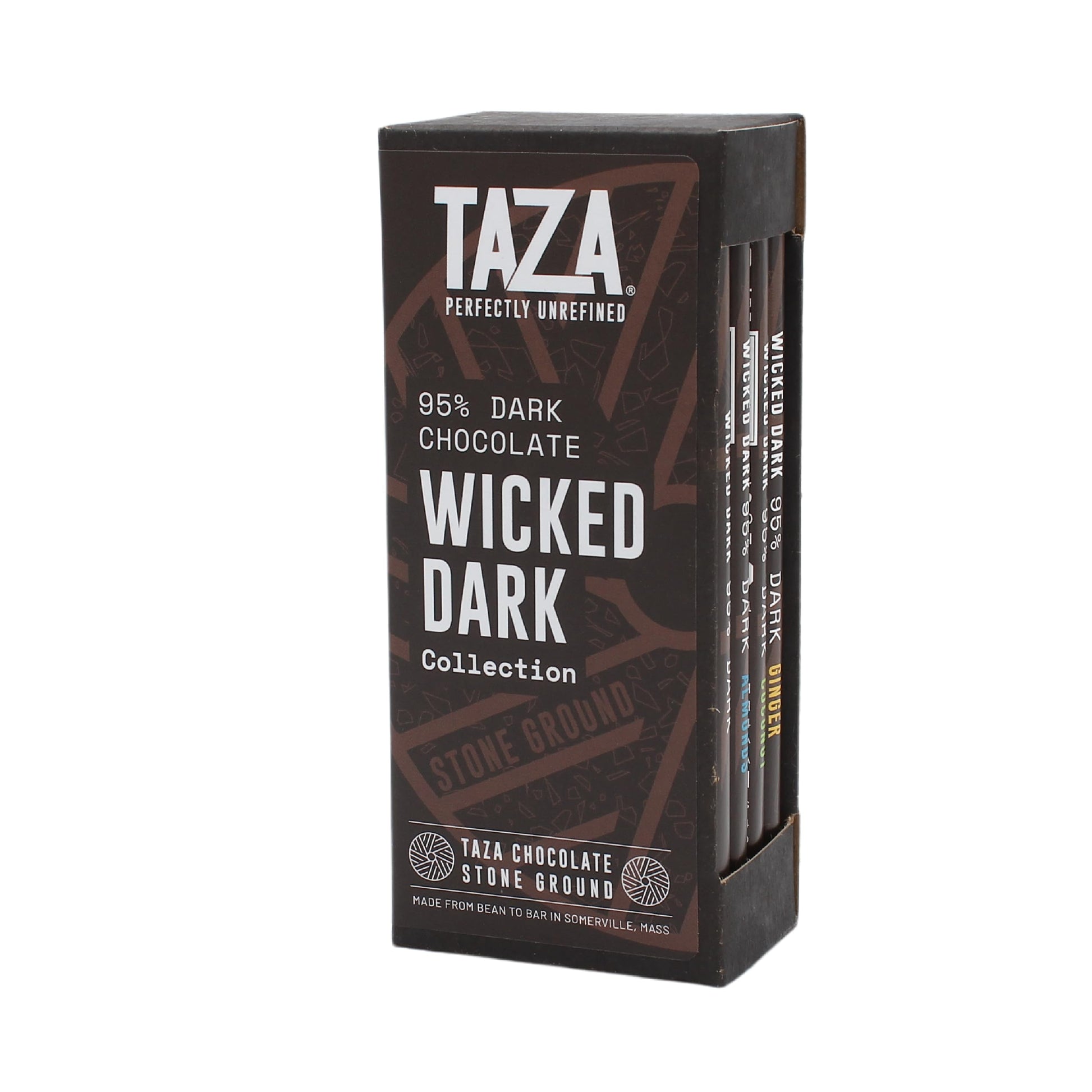 Taza Chocolate Organic Wicked Dark 95% Dark Bar Variety Pack, Vegan, 2.5 oz (4 count)