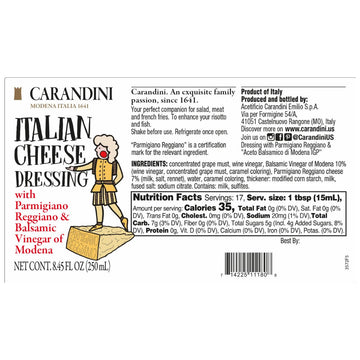 Carandini Italian Cheese Dressing With Balsamic Vinegar Of Modena & Parmigiano Reggiano Dop, Tangy, Gluten-Free, Gourmet - 8.45