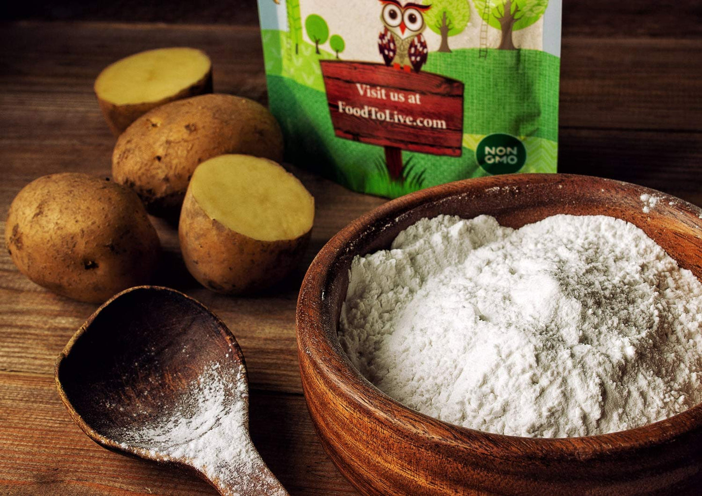 Food to Live Organic Potato Starch, 2 Pounds - Unmodified Powder, Non-GMO, Pure Flour, Kosher, Vegan, Bulk, Great for Cooking, B