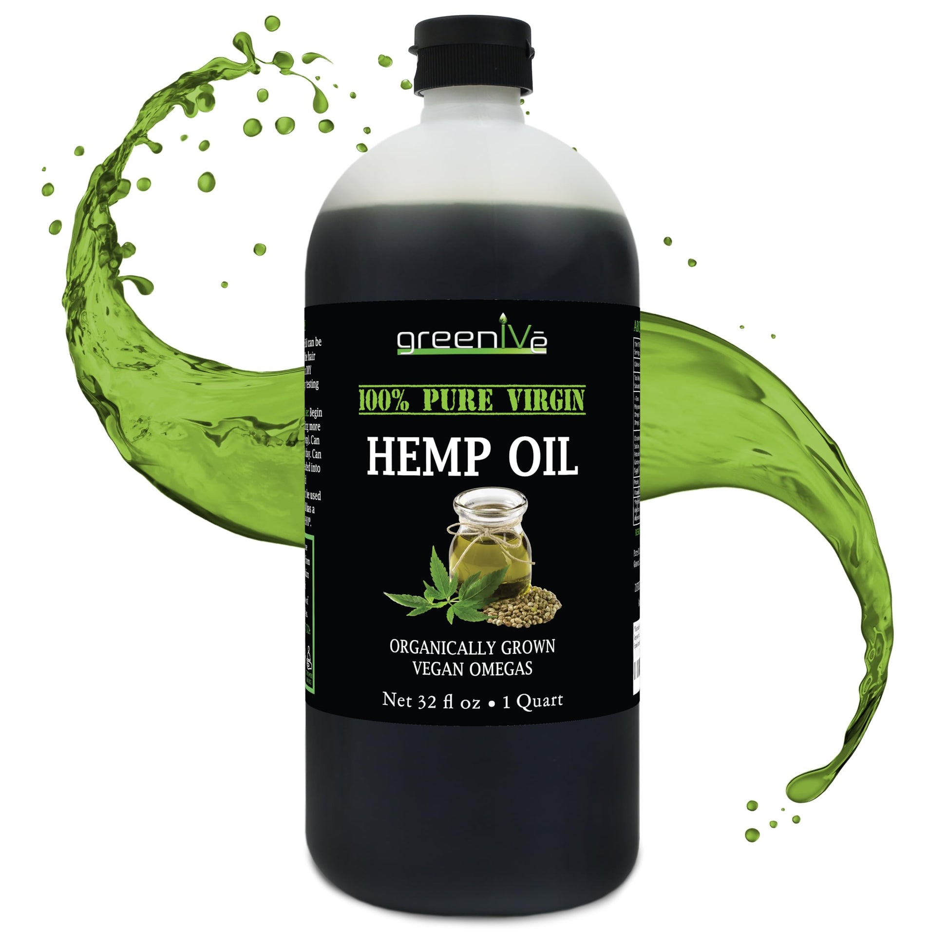 GreenIVe Hemp Oil 100% Pure Cold Pressed Vegan Omegas 32 Fl Oz